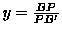 $y=\frac{BP}{PB'}$